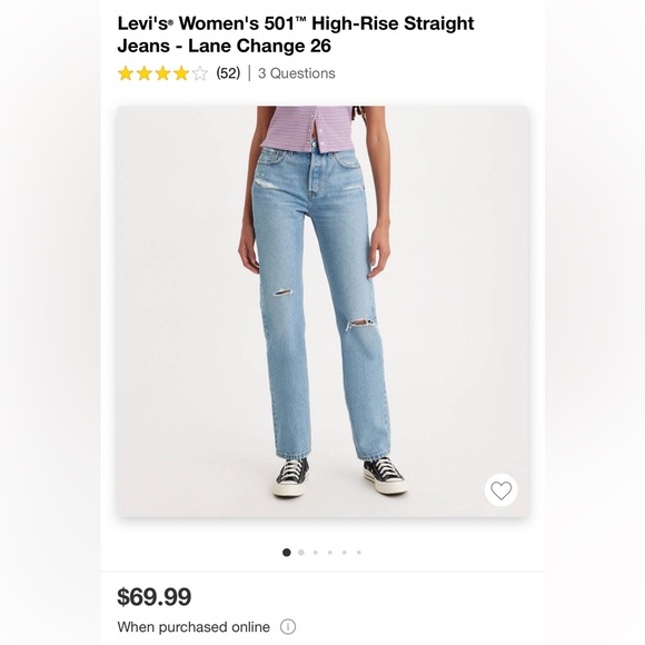 LEVI 501 straight leg jeans | size 26 - Picture 6 of 6